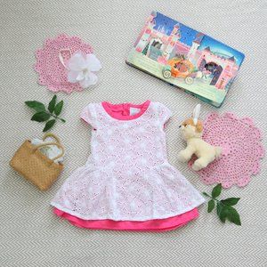 Tahari White Lace and Pink Dress